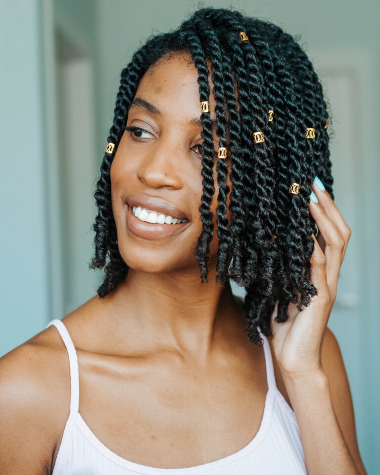 gorgeous woman with twist-hairstyle